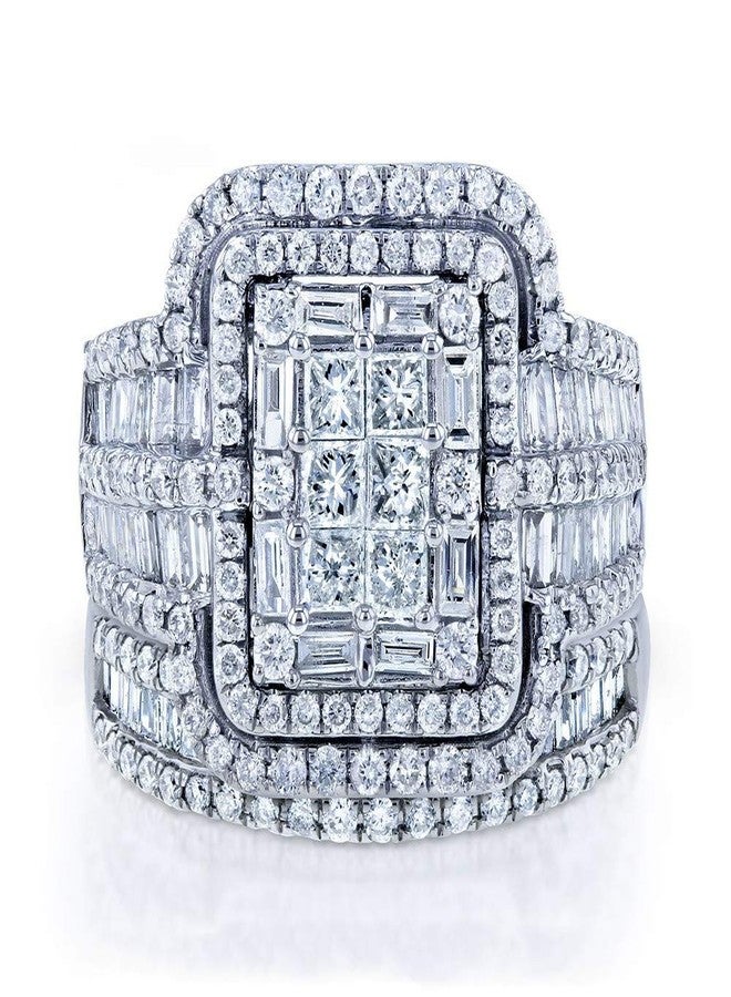 EUJHRTM 925 Sterling Silver Wedding Set, 3ct Cut Cubic Zirconia Halo Ring, Foldable Wedding Set, Eternal Engagement Ring, Size 7, ZY-PU139-Y3 - Image 4